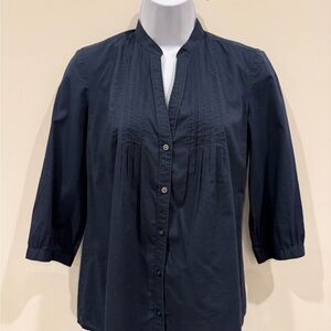 Women's Navy Button-Up Top